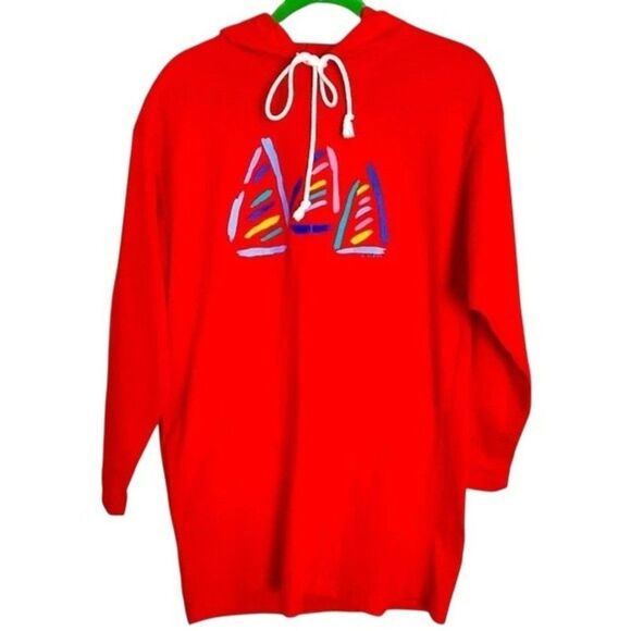 Unbranded Tops - Ken Done Hooded Tunic Women’s Medium Red Never Worn